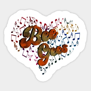 Colorful Heart Tone-Bee Gees Sticker